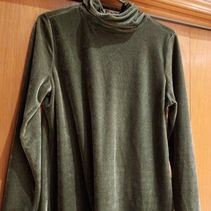 Soft Surroundings Velvet Mock Turtleneck Tunic sz M in Frost Kissed Moss Green